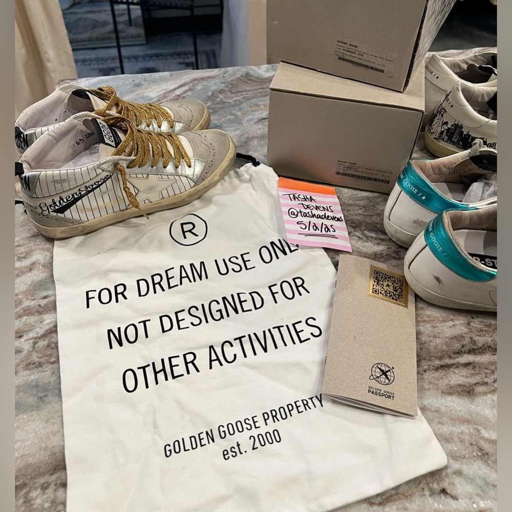 Rare Golden Goose Baseball Pinstripe Midstar Mids 37 7 - Picture 11 of 11